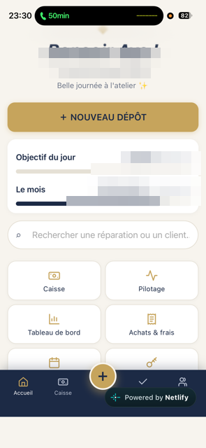 Application caisse et réparations Atelier Baratte