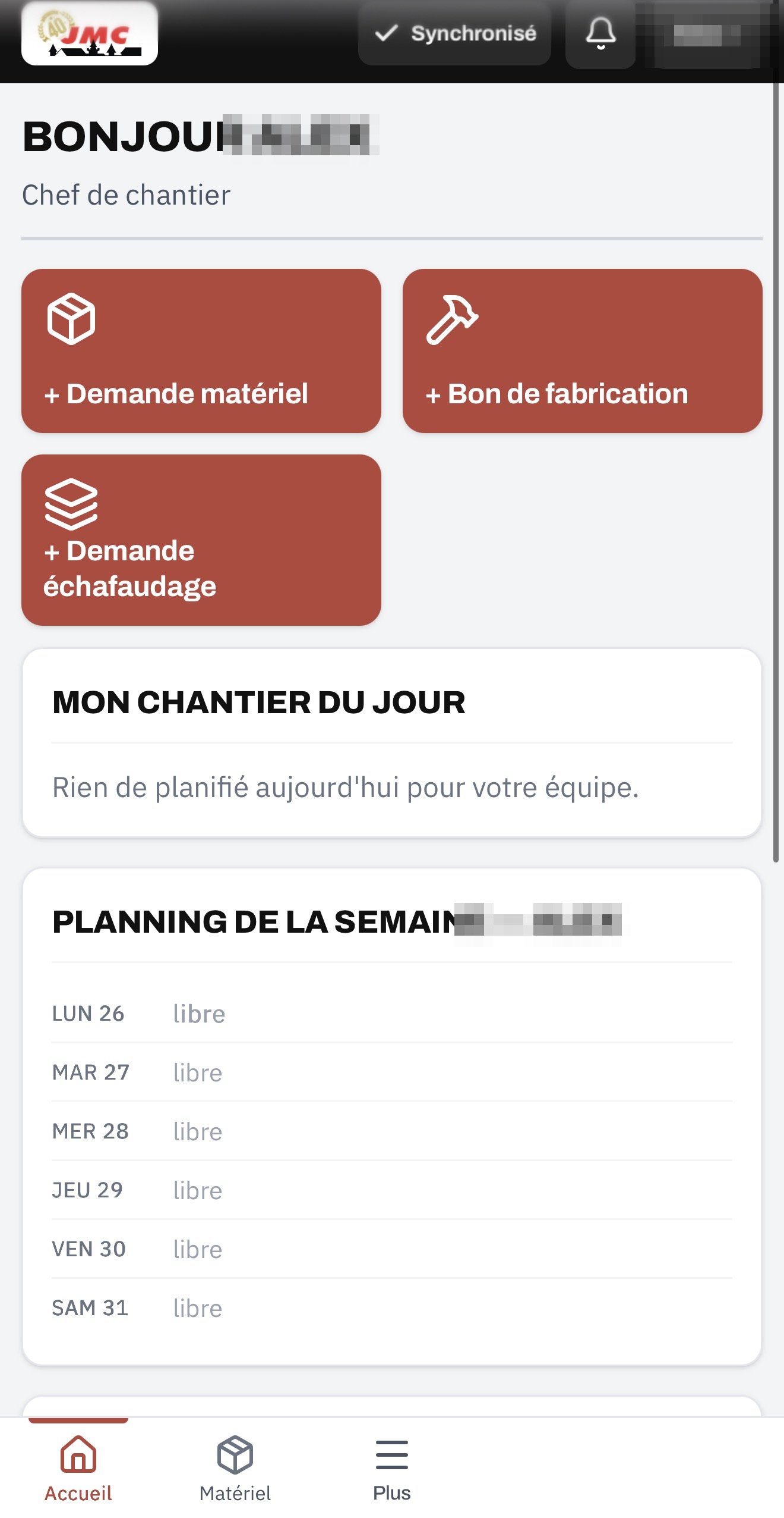 Application équipes chantier JMC Couverture