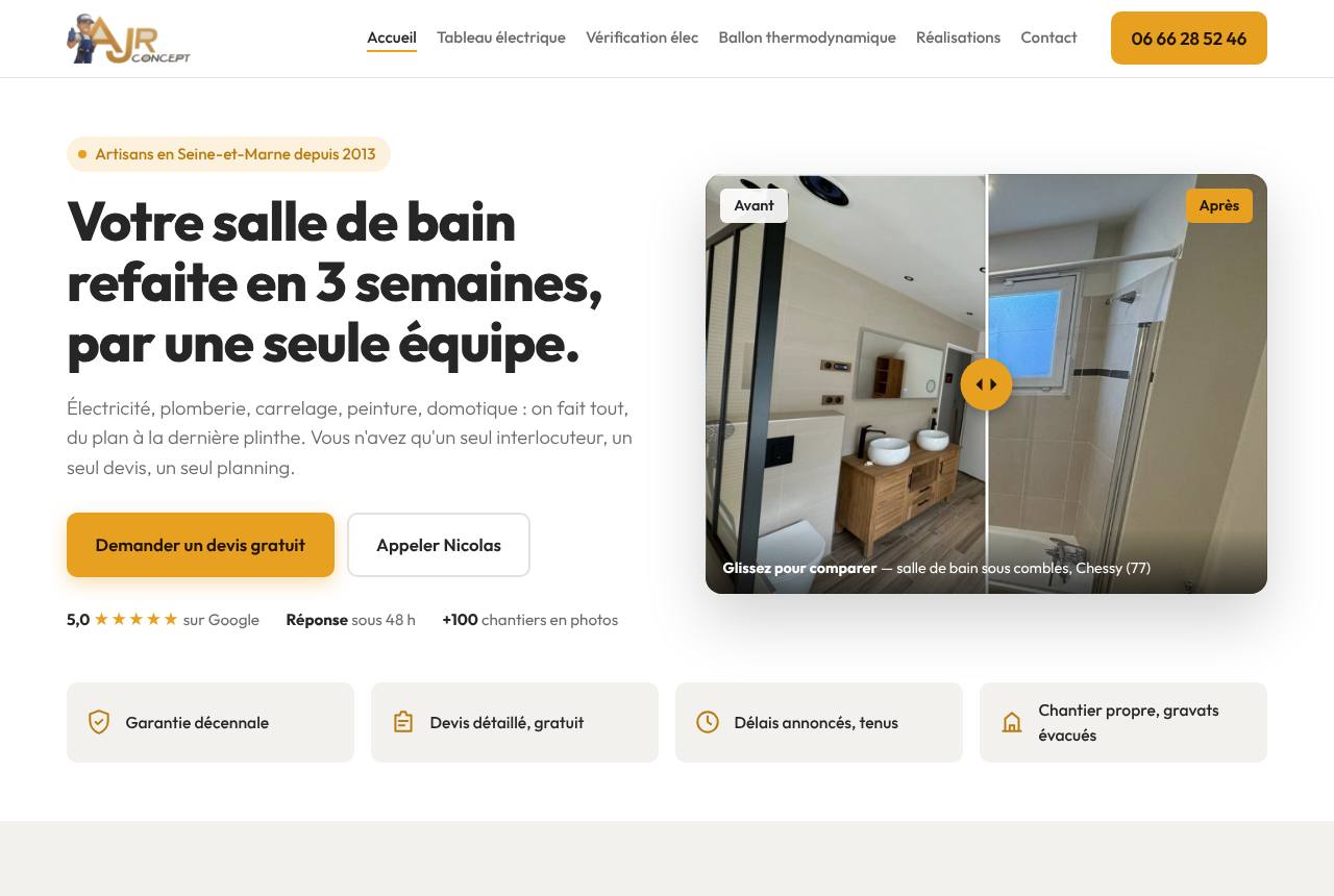 Site d'AJR Concept, rénovation en Seine-et-Marne