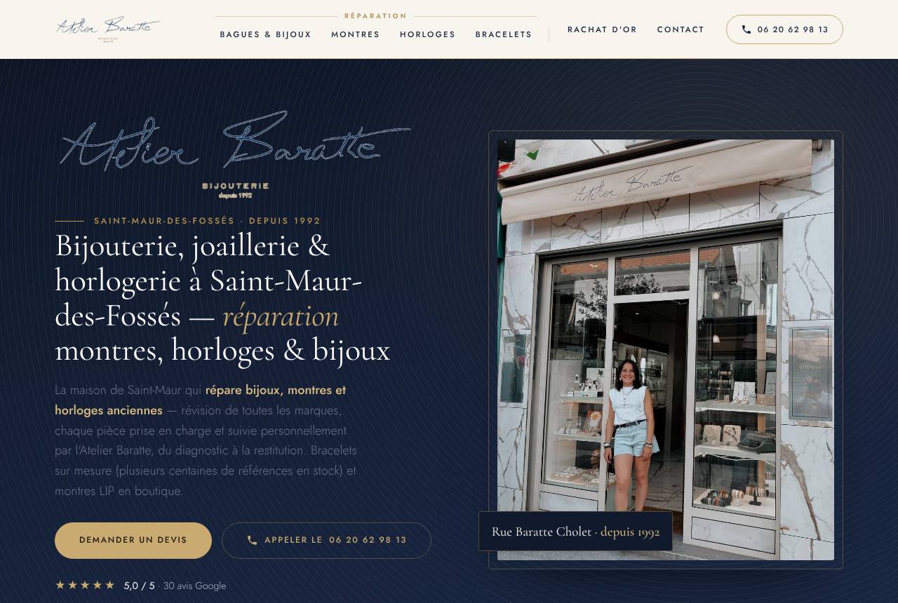 Site de la bijouterie Atelier Baratte à Saint-Maur-des-Fossés